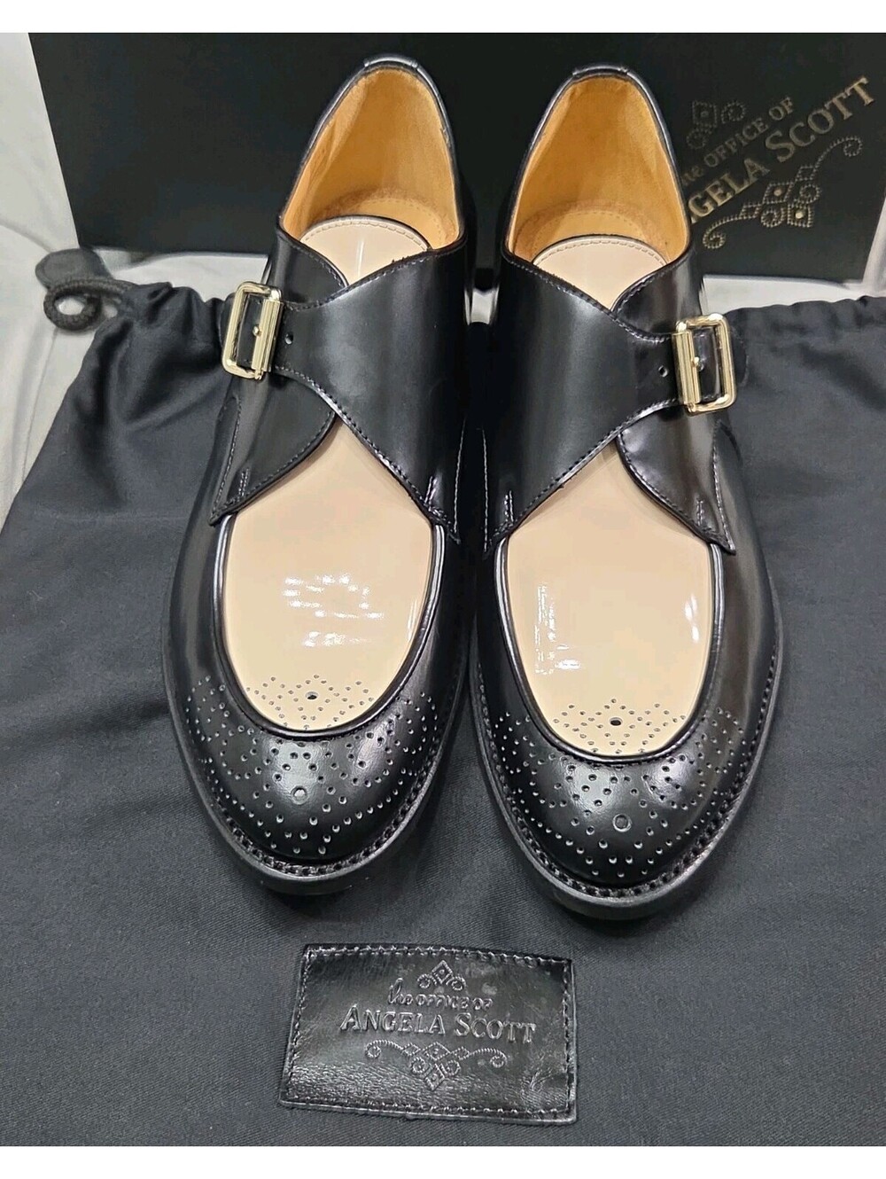 The Office Of Angela Scott Mr Georgie Monkstrap Black White Women Shoes 36.5 6.5 - Picture 3 of 13